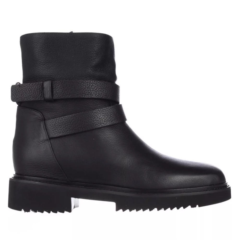 Vince Cagney Women Shearling Motorcycle Black Leather Boots US 10